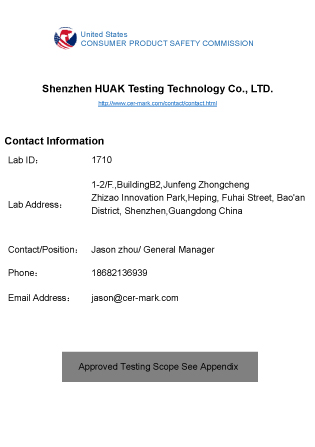 HUAK CPSC Certificate